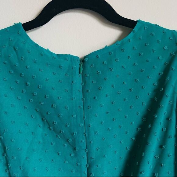 NWT YUMI KIM Daphne Faux Wrap Dress - Jewel Emerald Swiss Dot Small - Picture 10 of 12